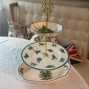 Christmas Tree Tiered Serving Trays Spode